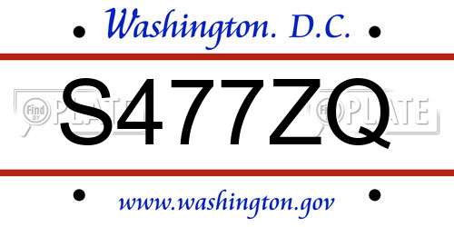 S477ZQ District Of Columbia License Plate