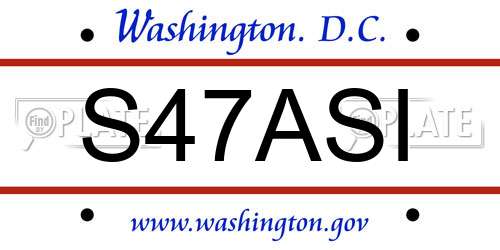 S47ASI District Of Columbia License Plate