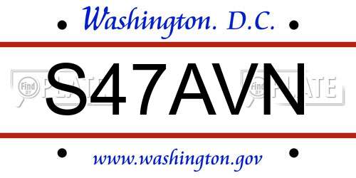 S47AVN District Of Columbia License Plate