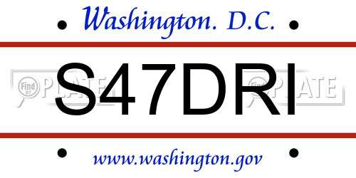 S47DRI District Of Columbia License Plate