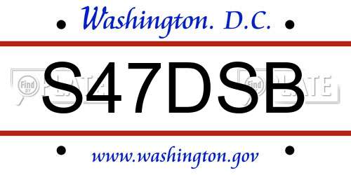 S47DSB District Of Columbia License Plate
