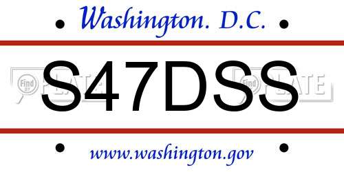S47DSS District Of Columbia License Plate