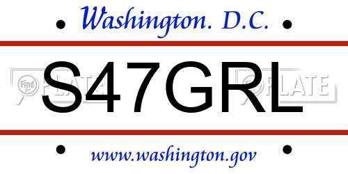 S47GRL District Of Columbia License Plate