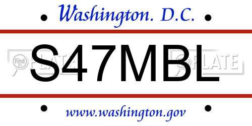 S47MBL District Of Columbia License Plate
