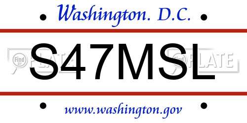 S47MSL District Of Columbia License Plate