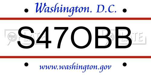 S47OBB District Of Columbia License Plate
