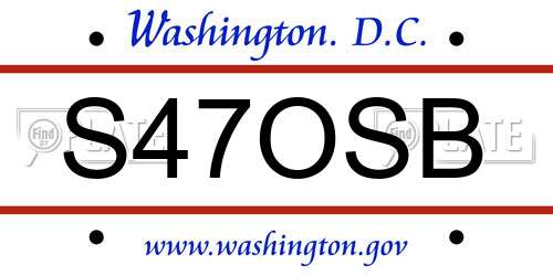 S47OSB District Of Columbia License Plate