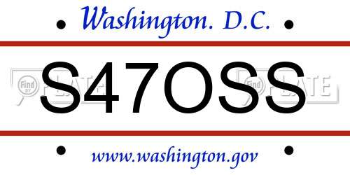 S47OSS District Of Columbia License Plate