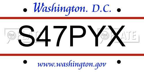 S47PYX District Of Columbia License Plate