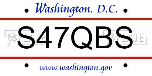 S47QBS District Of Columbia License Plate
