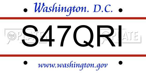 S47QRI District Of Columbia License Plate