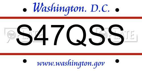 S47QSS District Of Columbia License Plate