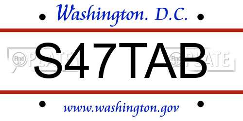 S47TAB District Of Columbia License Plate