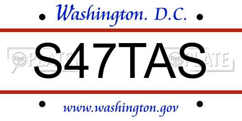 S47TAS District Of Columbia License Plate