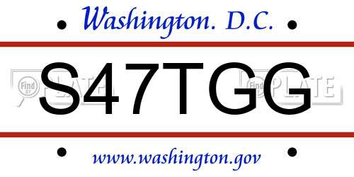 S47TGG District Of Columbia License Plate