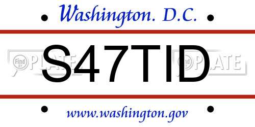 S47TID District Of Columbia License Plate