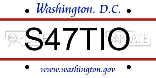 S47TIO District Of Columbia License Plate