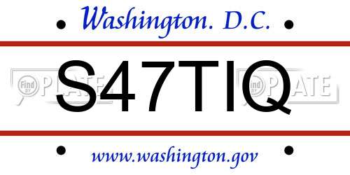 S47TIQ District Of Columbia License Plate