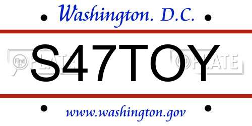 S47TOY District Of Columbia License Plate