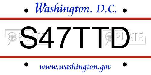 S47TTD District Of Columbia License Plate