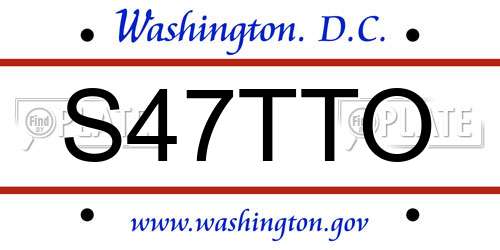 S47TTO District Of Columbia License Plate