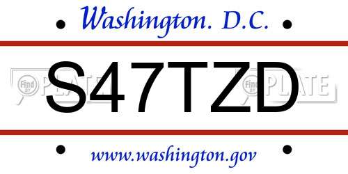 S47TZD District Of Columbia License Plate