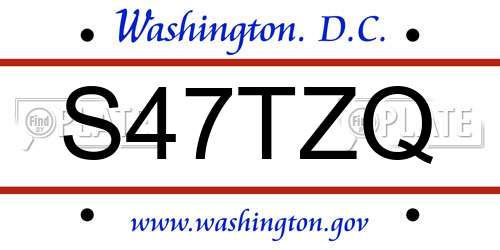 S47TZQ District Of Columbia License Plate