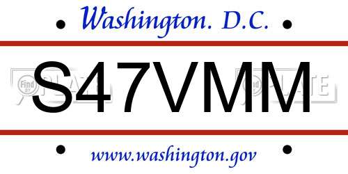 S47VMM District Of Columbia License Plate