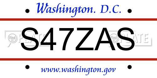 S47ZAS District Of Columbia License Plate