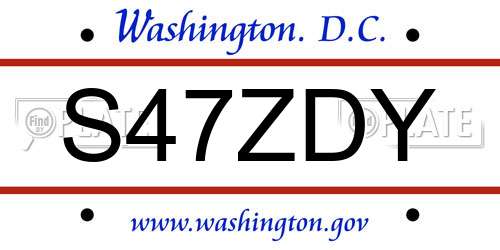 S47ZDY District Of Columbia License Plate