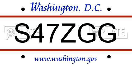 S47ZGG District Of Columbia License Plate