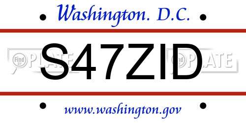 S47ZID District Of Columbia License Plate