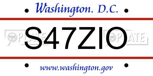 S47ZIO District Of Columbia License Plate