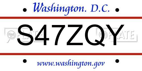 S47ZQY District Of Columbia License Plate