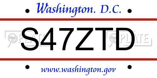 S47ZTD District Of Columbia License Plate