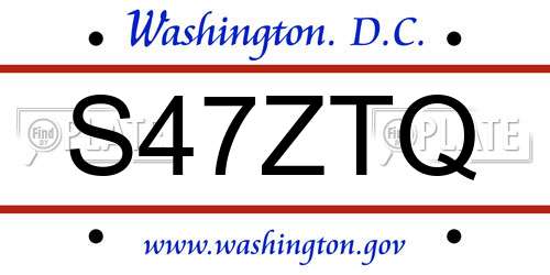 S47ZTQ District Of Columbia License Plate