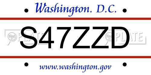 S47ZZD District Of Columbia License Plate