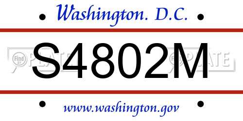 S4802M District Of Columbia License Plate