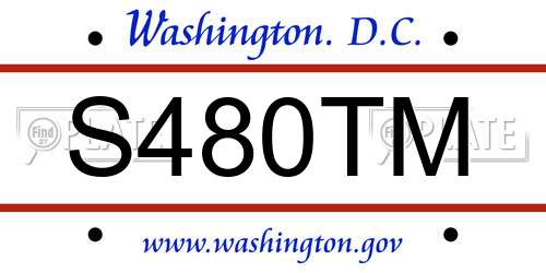S480TM District Of Columbia License Plate