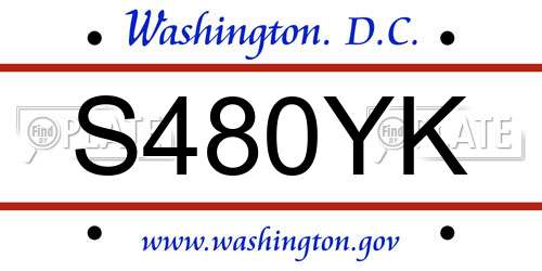 S480YK District Of Columbia License Plate