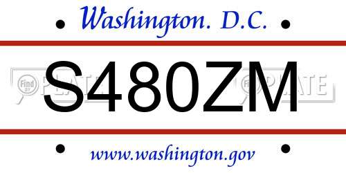 S480ZM District Of Columbia License Plate