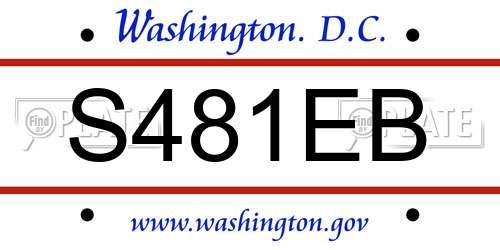 S481EB District Of Columbia License Plate