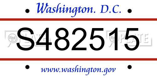 S482515 District Of Columbia License Plate