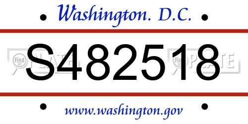 S482518 District Of Columbia License Plate