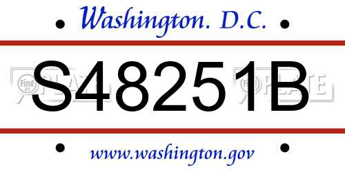 S48251B District Of Columbia License Plate
