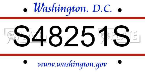 S48251S District Of Columbia License Plate