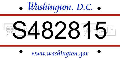 S482815 District Of Columbia License Plate