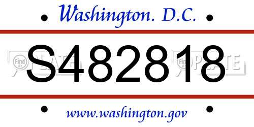S482818 District Of Columbia License Plate