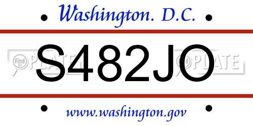 S482JO District Of Columbia License Plate