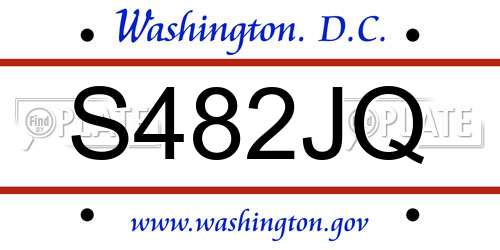 S482JQ District Of Columbia License Plate